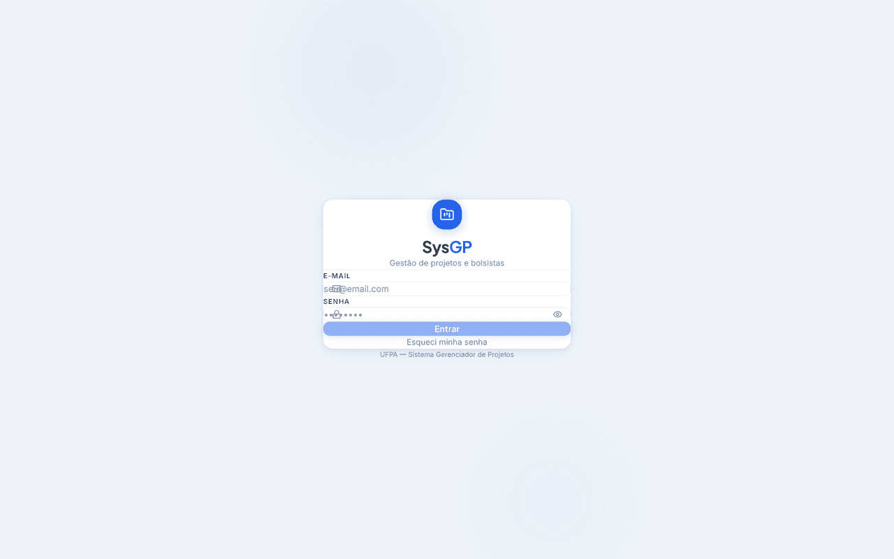Tela inicial de SysGP